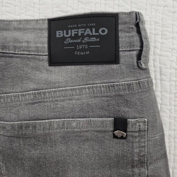 Buffalo David Bitton Straight Six Jeans Men's 34x30 Washed Gray NWT Stretch NEW - Picture 14 of 16